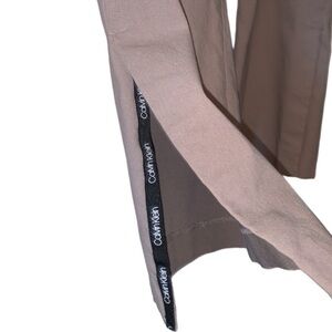 CK Pull-On Pants in Taupe with Side Slits at Ankles